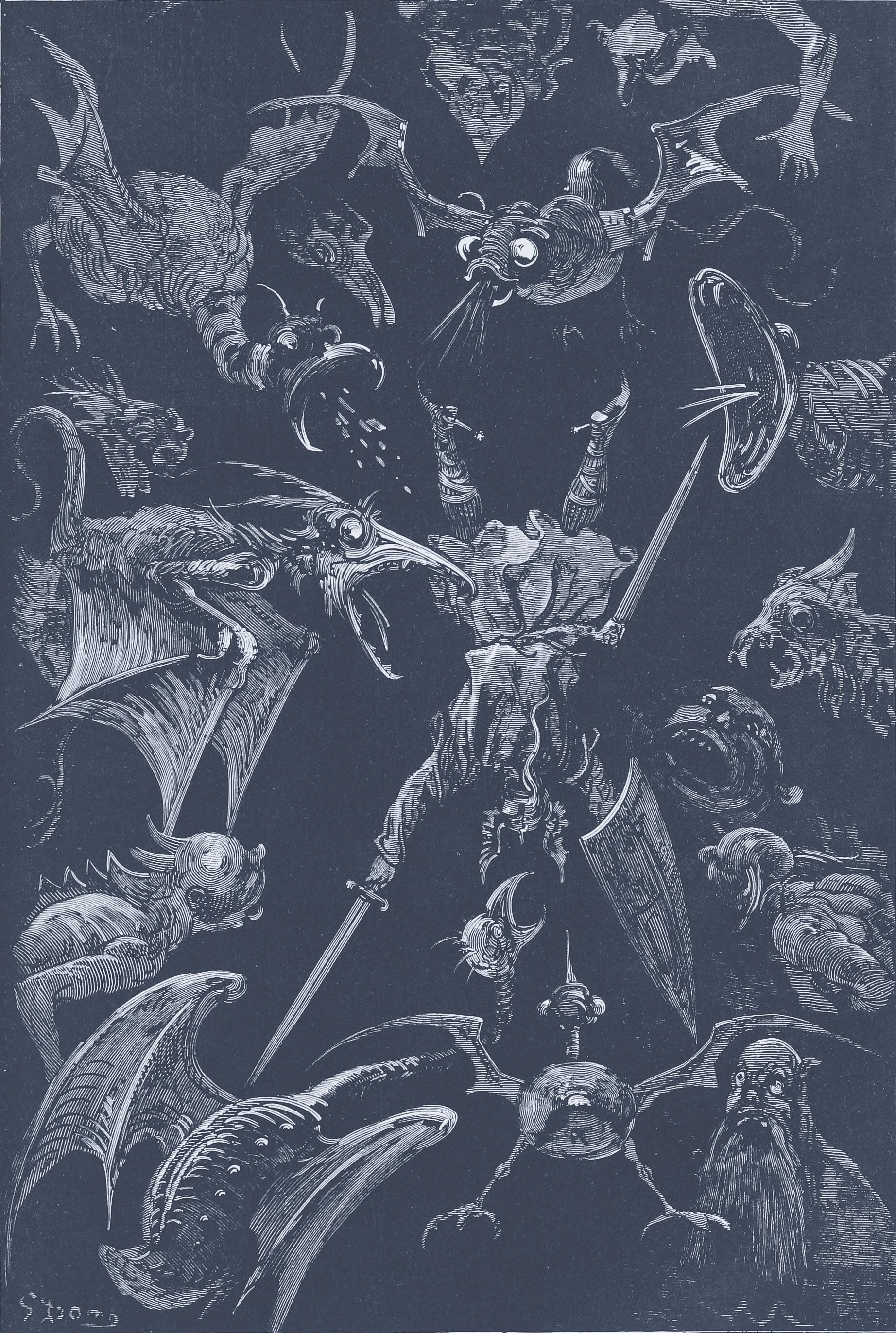 Gustave Doré engraving of Roland's descent — going down deeper into the layers below